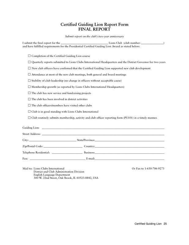 Certified Guiding Lion Final Report Form