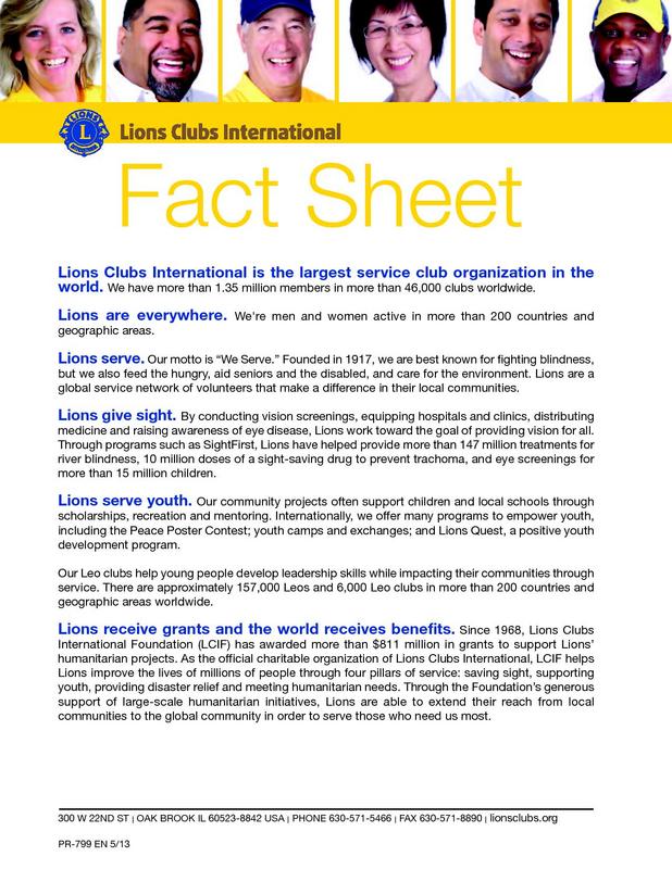 Lions Club Fact Sheet