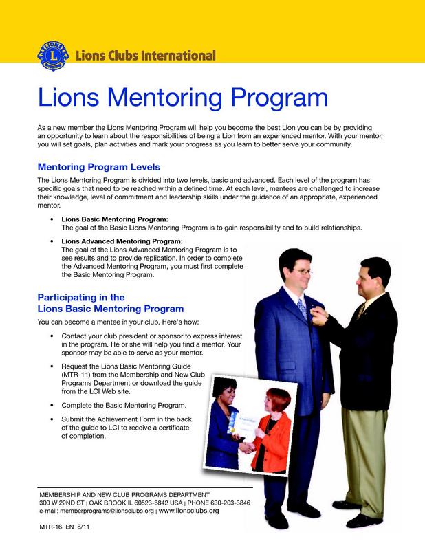 Lions Mentoring Program Flyer