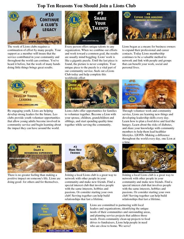 Top Ten Reasons You Should Join a Lions Club