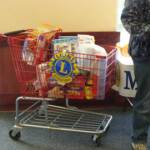 A cart full of food donations filled up in a very short time.