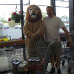 Leo the Lion tried to visit with every Lion member that helped. Here he is, at the end of a busy day with Lion Dave Long. 